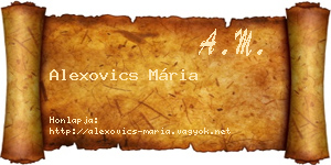 Alexovics Mária névjegykártya