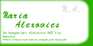 maria alexovics business card